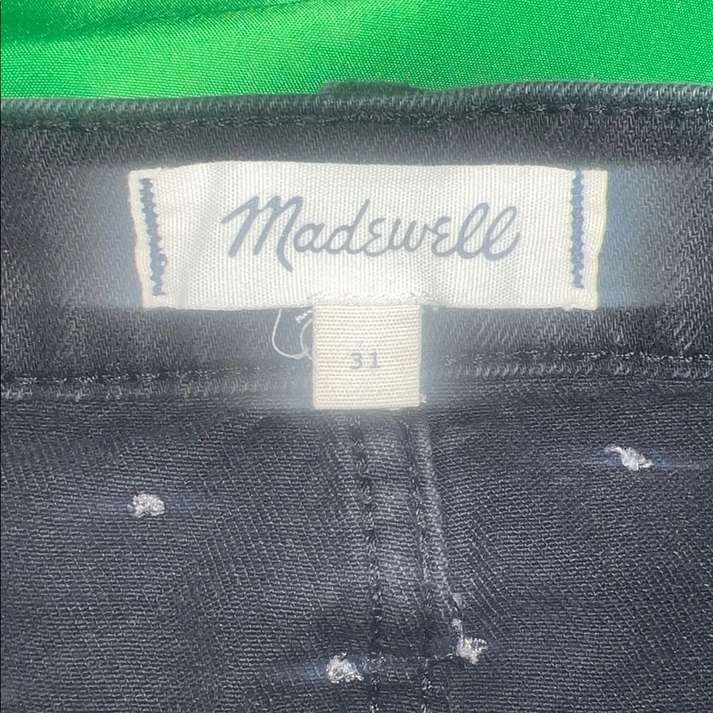 Madewell Black Denim Mini Skirt with Silver Material Dots size 31